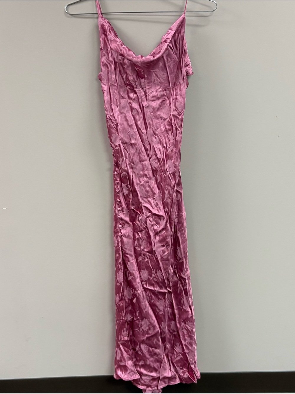 Lulu's Rose Pink Satin Cowl Slip Maxi Dress